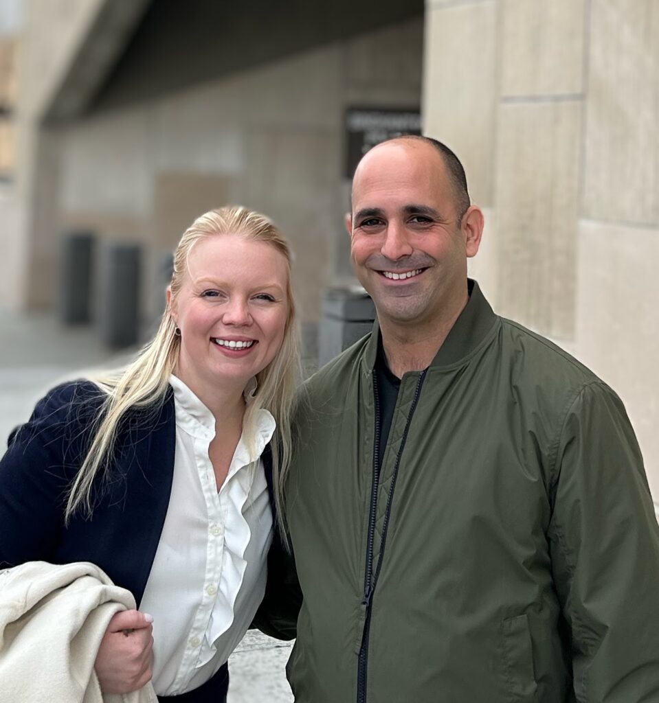 Elena Fast, Esq. and Ron Kweller following his acquittal